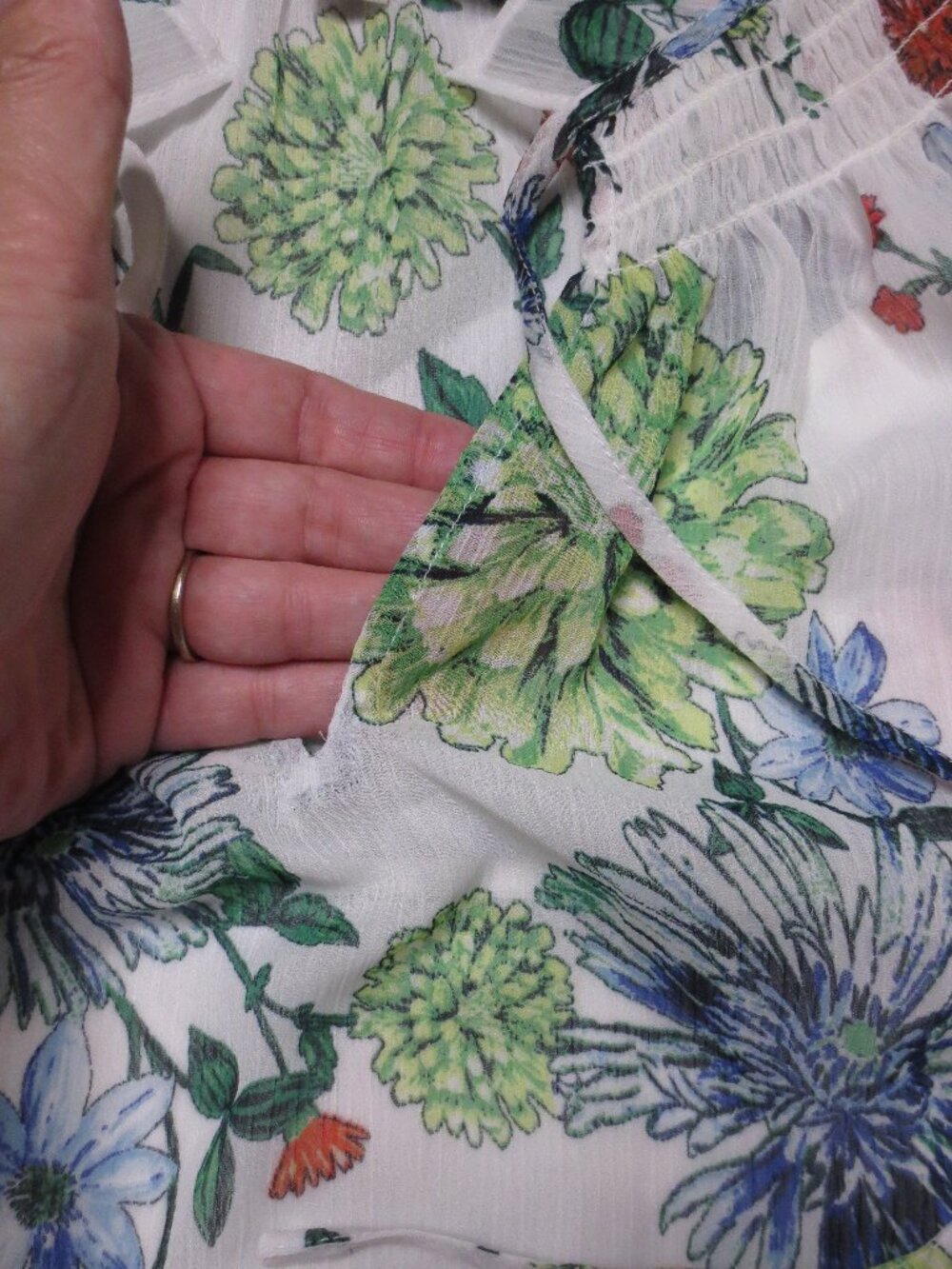 LOFT womens BLOUSE floral SHEER cami WHITE top RUFFLE boho SIZE XL - Picture 8 of 10